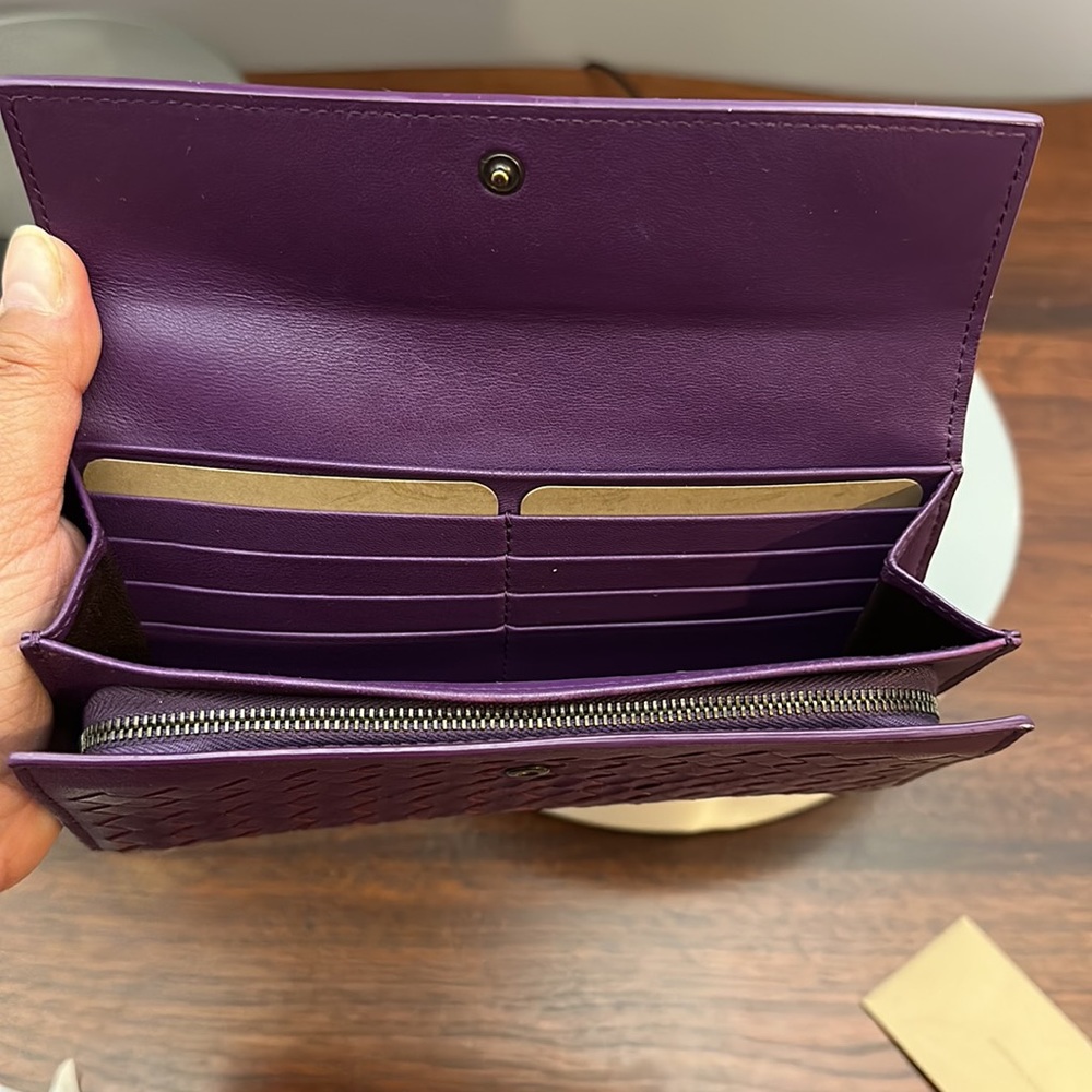 Bottega Veneta Intrecciato Bifold Long Wallet Lambskin Purple - Picture 8 of 14